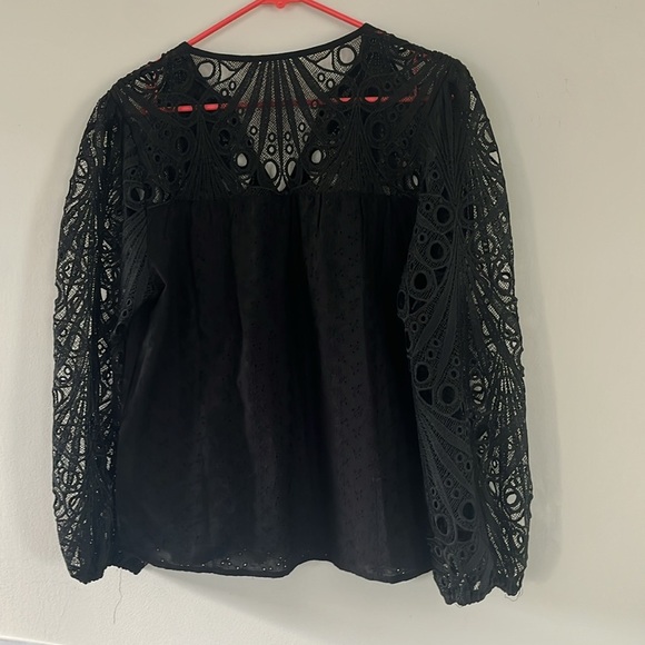 ADIVA A Diva Lace Crochet Long Sleeves Eyelet Embroidered Blouse Puff Sleeves M - Picture 3 of 11